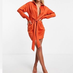 Knot Front Satin Dress